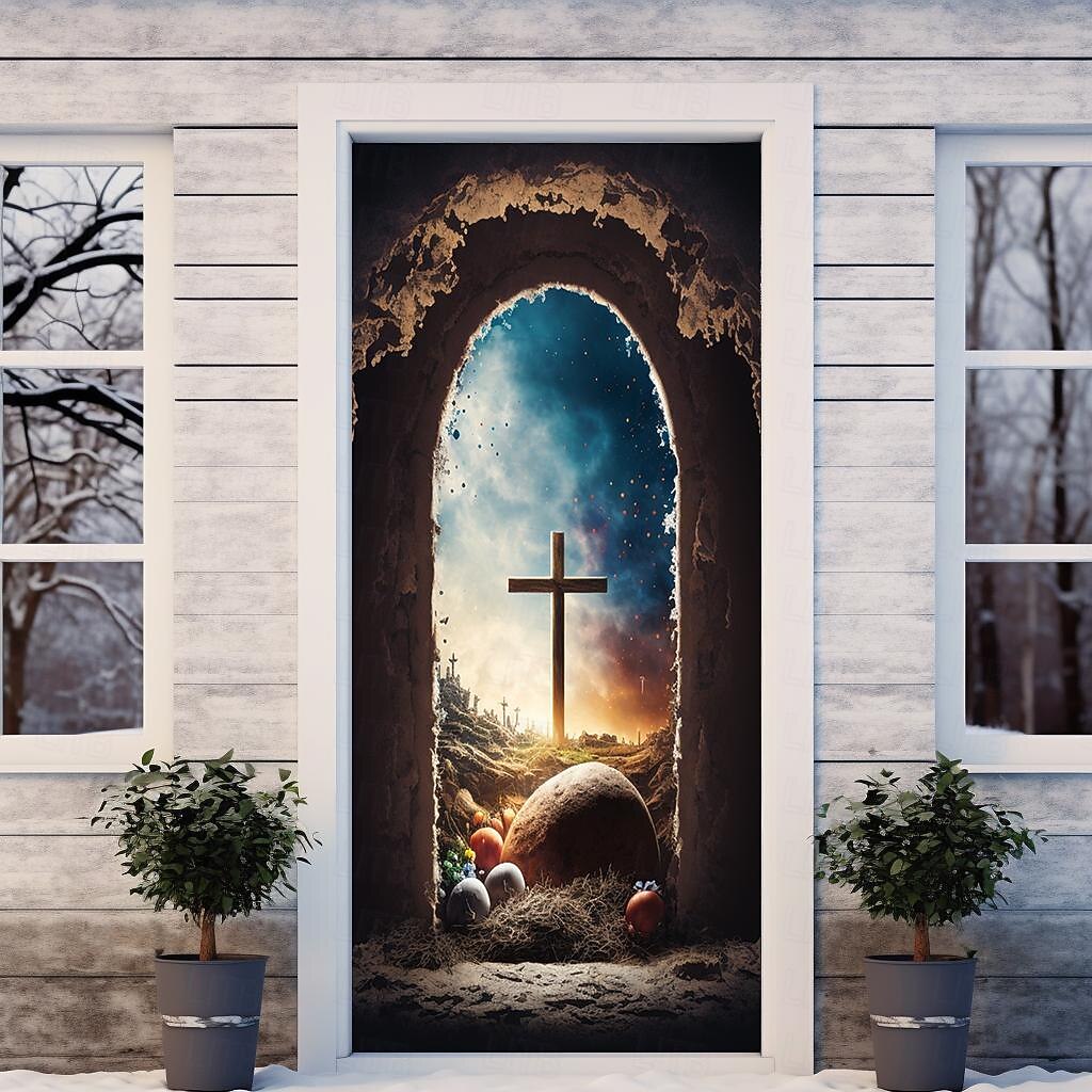 Kruis Deurcovers Muur Decor Deurtapijt Deurlijn Decoratie Achtergrond Deurbanner Verwijderbaar voor Voordeur Binnen Buiten Thuis Kamer Decoratie Boerderij Decoratie Voorzieningen 2026 - $24.99 –P7