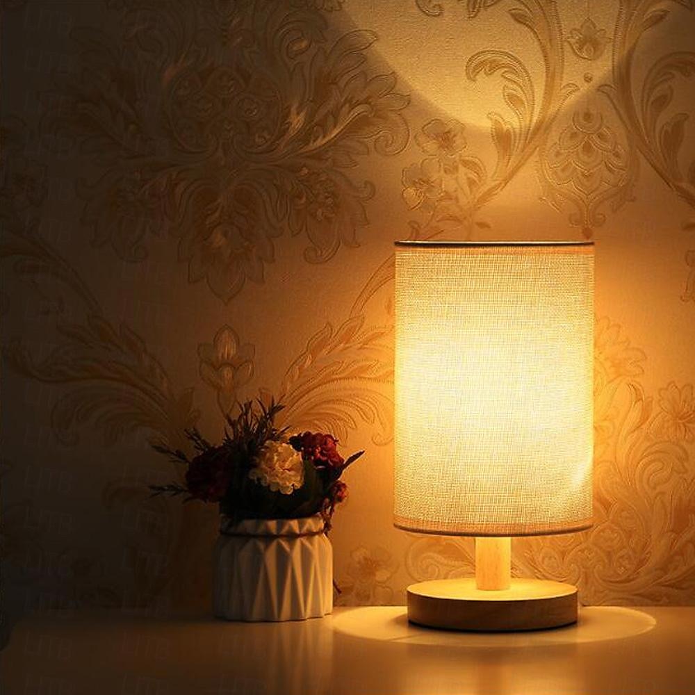 stolní lampa noční noční stolek lampa jednoduchá stolní lampa látková dřevěná stolní lampa do ložnice obývací pokoj pracovna 2025 - $19.99 –P6