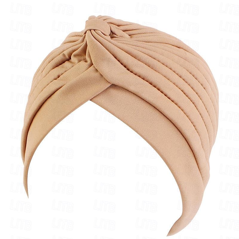 Sombreros turbantes suaves con nudo preanudado moda plisada gorro de quimioterapia diadema para dormir de color sólido naranja para mujeres Día de Reyes casual diario 2025 - $13.99 –P14