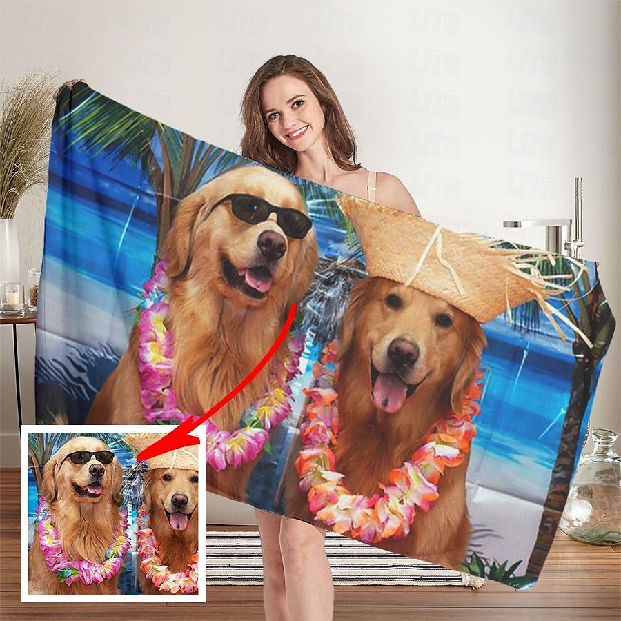 Serviettes de plage personnalisées avec photo serviette de bain serviettes de plage personnalisées avec photo cadeau personnalisé pour la famille ou les amis 31"63" (impression recto seulement) de 2025 ? $26.99 –P10