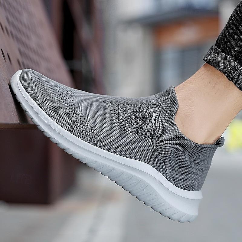 Men's Loafers & Slip-Ons Slip-on Sneakers Running Walking Sporty Casual Outdoor Daily Fabric Breathable Slip-on Black khaki Grey 2024 - HK $213.38 –P2