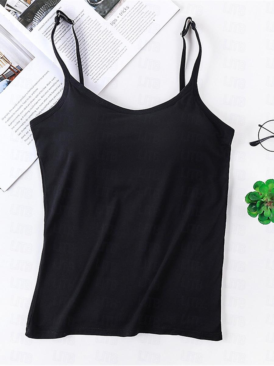 Women's Pajamas Top Pure Color Simple Comfort Daily Rayon Breathable Straps Sleeveless Strap Top Backless Chest pads Summer Spring Home Outfits 2025 - $14.49 –P3