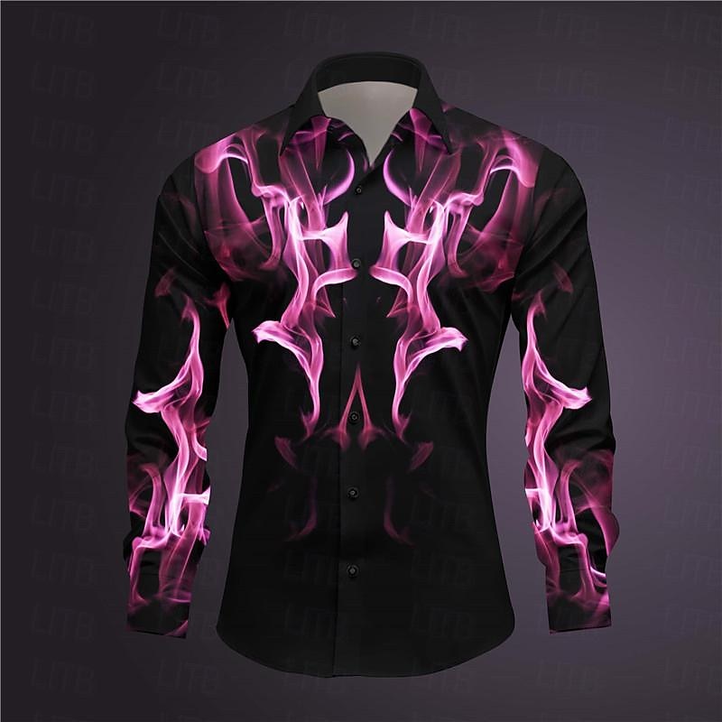 Miesten Geometrinen printti antaa potkut Paita Button Up paita Pitkähihainen Abstrakti Subkulttuuri Arki-asut Bile Kevät Sänkyjen avaus Painettu Painike alas Tumman punainen Keltainen Punastuvan 2025 - $26.99 –P8