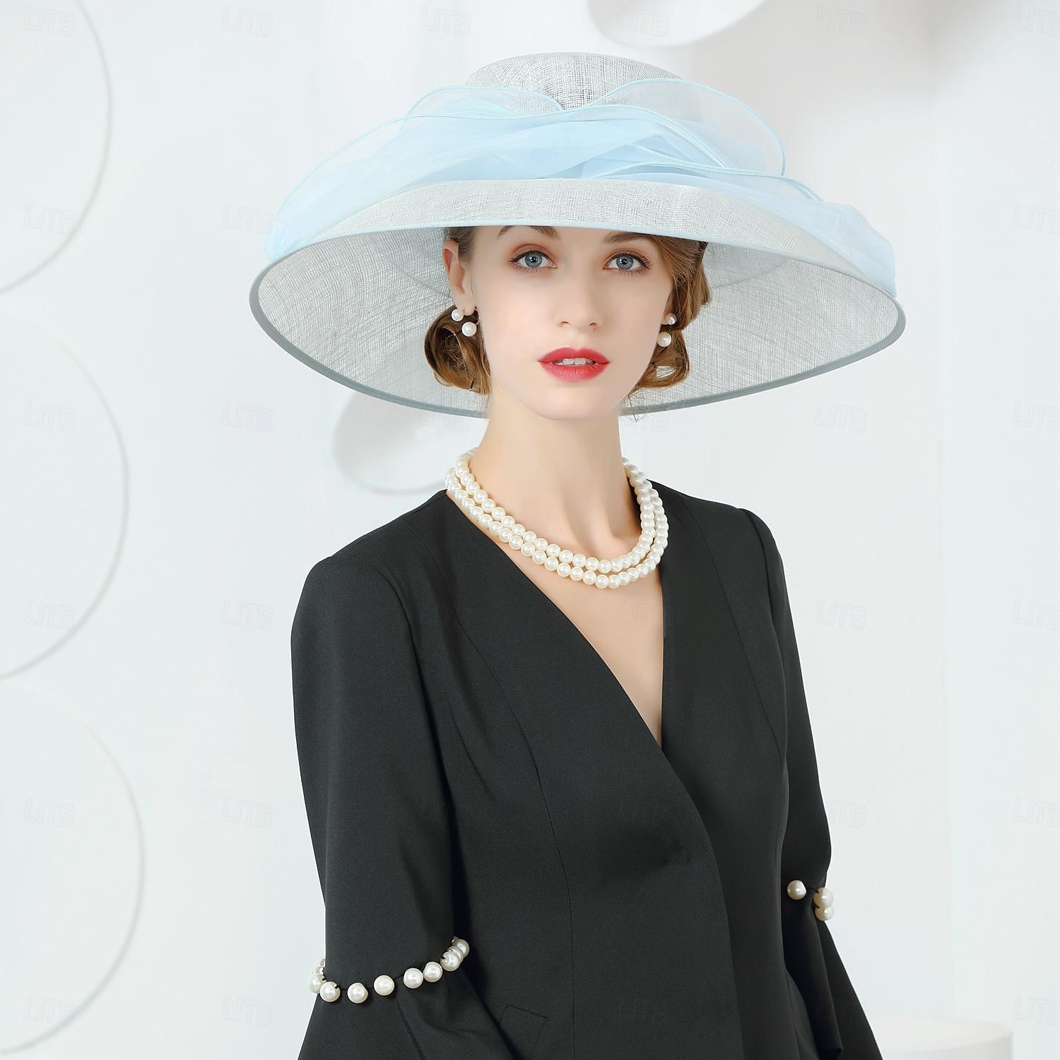 klobouky lněný buřinka / cloche klobouk kbelík klobouk klobouk proti slunci svatební čajový dýchánek elegantní svatba se spojováním pokrývky hlavy 2025 - $99.99 –P2