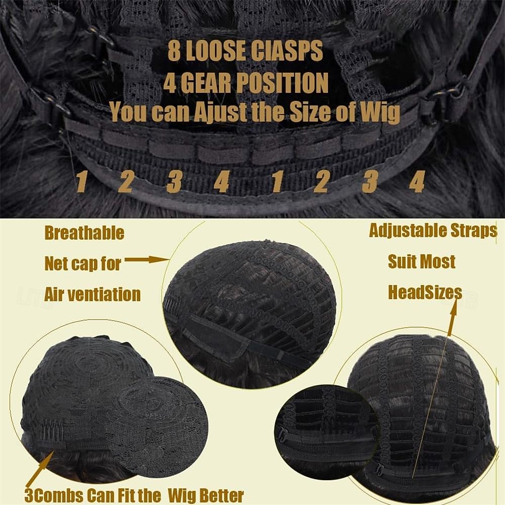 Curly Wigs for Black Women Short Curly Wig with Bangs Afro Cute Wigs Natural Looking Soft Bouncy Fluffy Comfortable Light Weight Wig Heat Resistant Synthetic Wig for African American Women 2026 - $29.99 –P6