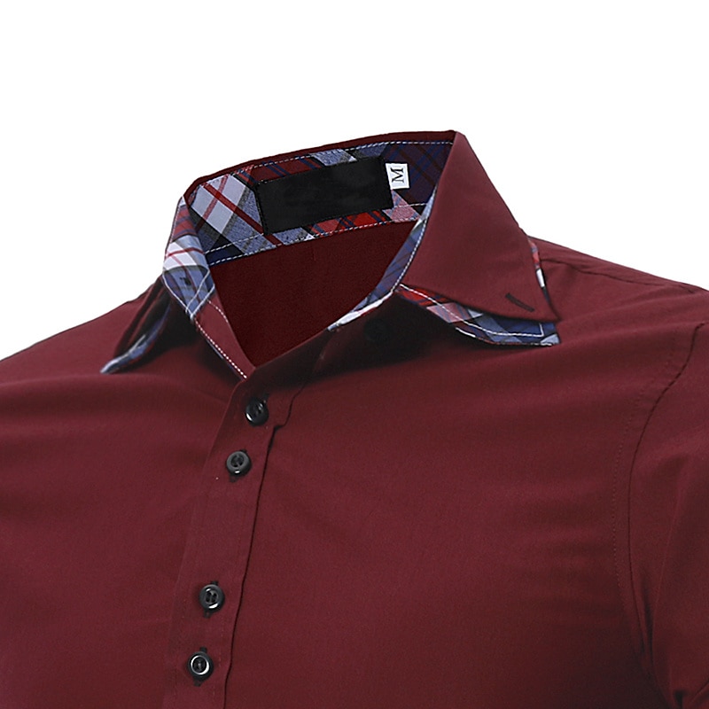 Herren Oberhemd Knopfhemd Schwarz Weiß Wein Langarm Farbblock Umlegekragen Frühling & Herbst Hochzeit Täglich Bekleidung Hemden mit Kragen 2025 - $16.49 –P9