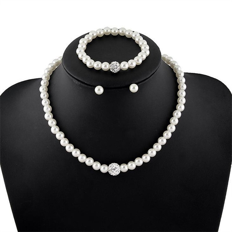 Bride Pearl Bracelet Necklace Earring Ring Handheld Bag Jewelry Set with 6 Diamond Set for Ladies 2025 - $33.99 –P8