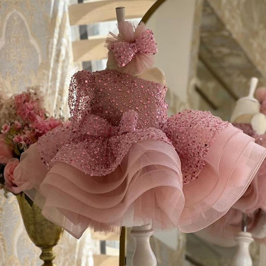 Enfants Fille Robe de fête Couleur unie Manches 3/4 Utilisation Mariage Maille Princesse Doux Maille Mi-mollet Robe Fourreau Robe en Tulle Robe de demoiselle d'honneur Eté Printemps Automne 2-12 ans de 2025 ? $72.99 –P6
