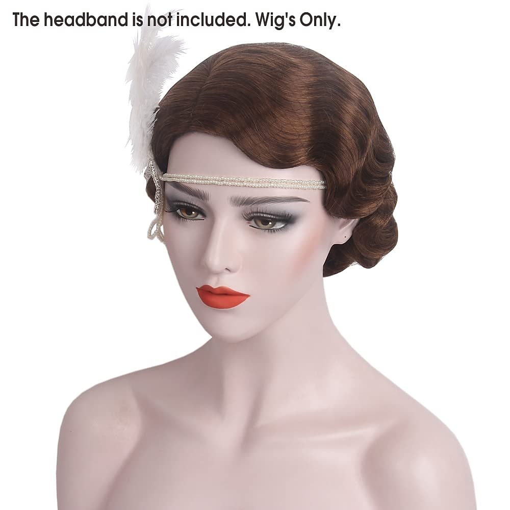 Parrucca marrone rossastro degli anni '20 per donne parrucca corta a onde parrucca sintetica vintage completa per donne cosplay travestimenti parrucca da flapper degli anni '20 parrucche di Halloween del 2026 a $22.99 –P2
