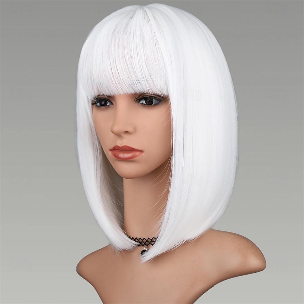 perruque bob rose avec frange pour femmes perruques roses courtes et droites de 12 pouces perruques colorées synthétiques de 2025 ? $26.99 –P4