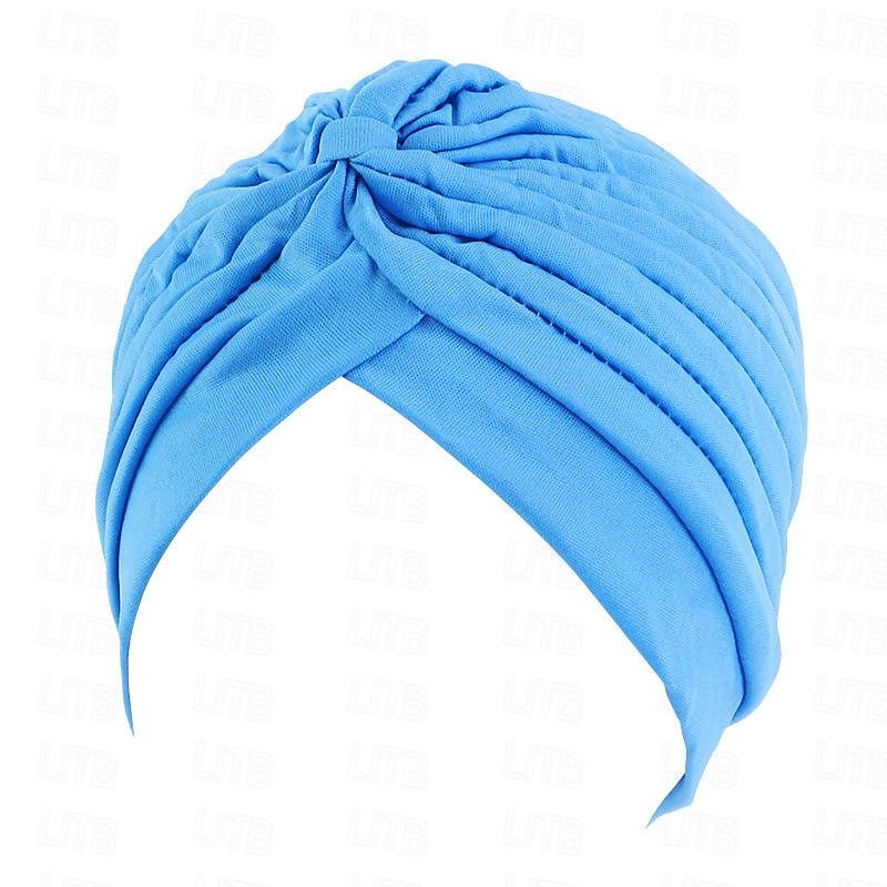Sombreros turbantes suaves con nudo preanudado moda plisada gorro de quimioterapia diadema para dormir de color sólido naranja para mujeres Día de Reyes casual diario 2025 - $13.99 –P26