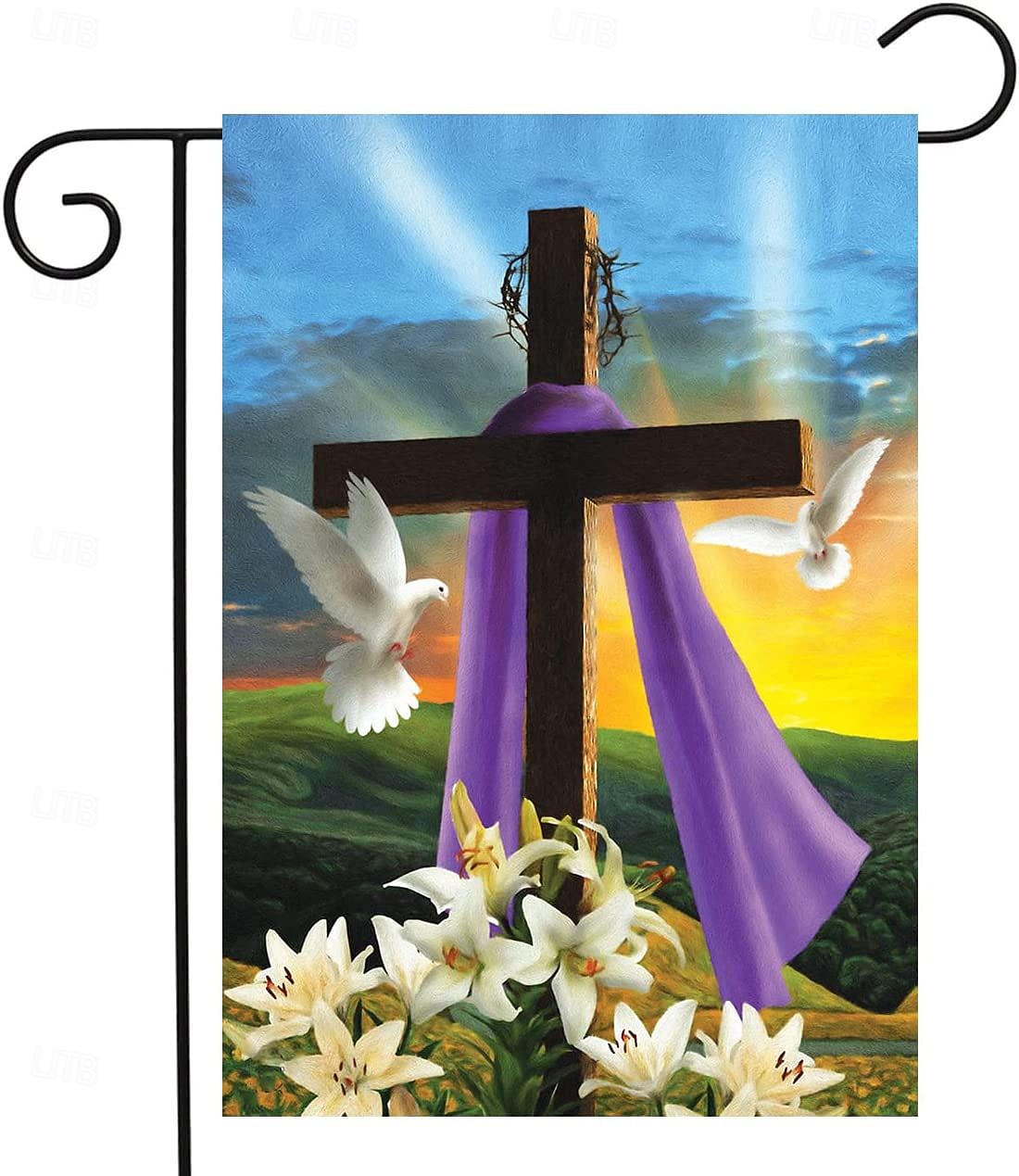 Ježíšská zahradní vlajka 12x18 palců Venkovní dekorace On vstal Vítejte Zahradní terasa vlajka Květinový dvorek vlajka Dvouruční prázdninové venkovní vlajky 1ks 2026 - $10.99 –P18