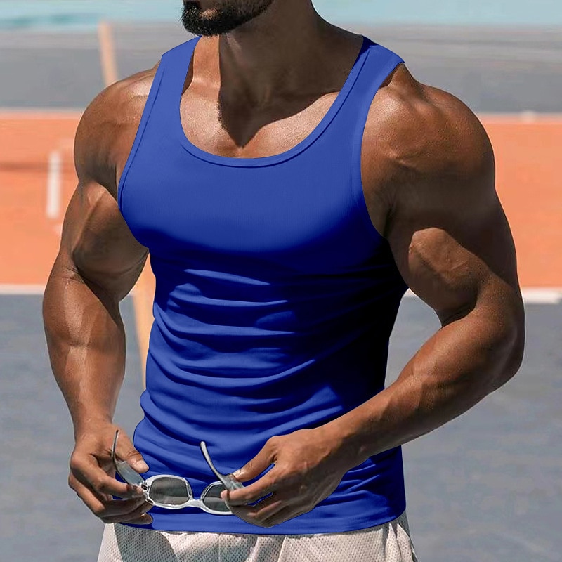 Homens Camiseta Malha Íntima Top de colete Camiseta Interior Sem Manga Decote Redondo Primavera Verão Tecido Moda Designer Básico Sexy Férias Rua Para Noite Preto Branco Vermelho Top Tee para Homens de 2025 por $16.49 –P3