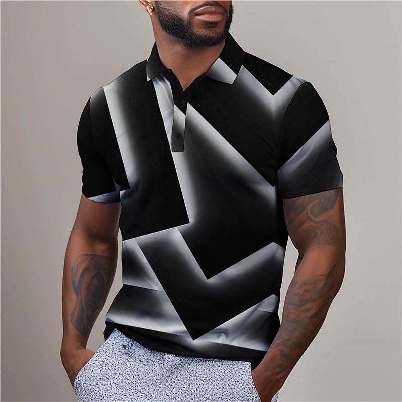 Homme Géométrique Chemise de golf Manche Courte Polos Chemises à Col Occasionnel Vêtements de vacances Tenue formelle Vêtements de festival Impression 3D Boutons Été Jaune de 2026 ? $23.99 –P18