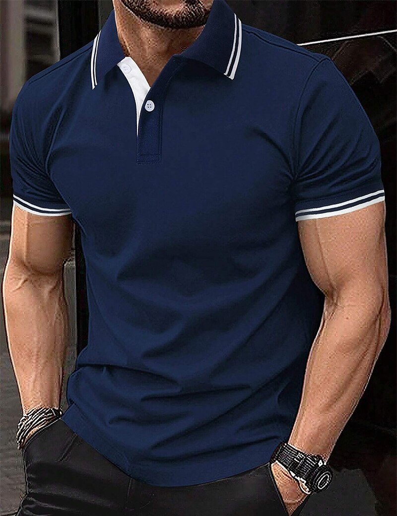 Herren Poloshirt Polos mit Knöpfen Geschäft Casual Kargen Kurzarm Modisch Basic Glatt Taste Sommer Regular Fit Weiß Gelb Rot Marinenblau Königliches Blau Blau Poloshirt 2025 - $17.99 –P8