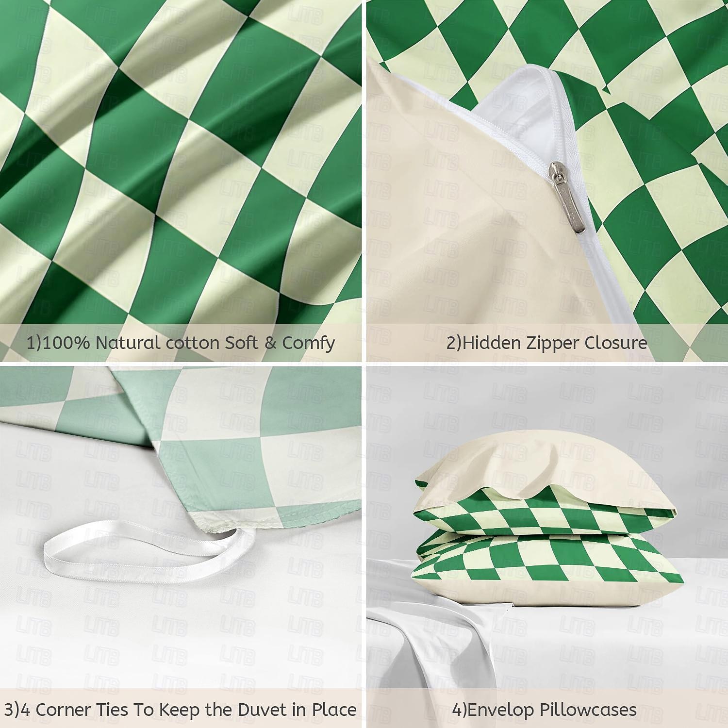 l.t.home Parure de lit réversible en satin 100 % coton de qualité supérieure, 300 fils au pouce carré, ensemble de literie élite géométrique de 2025 ? $30.99 –P2