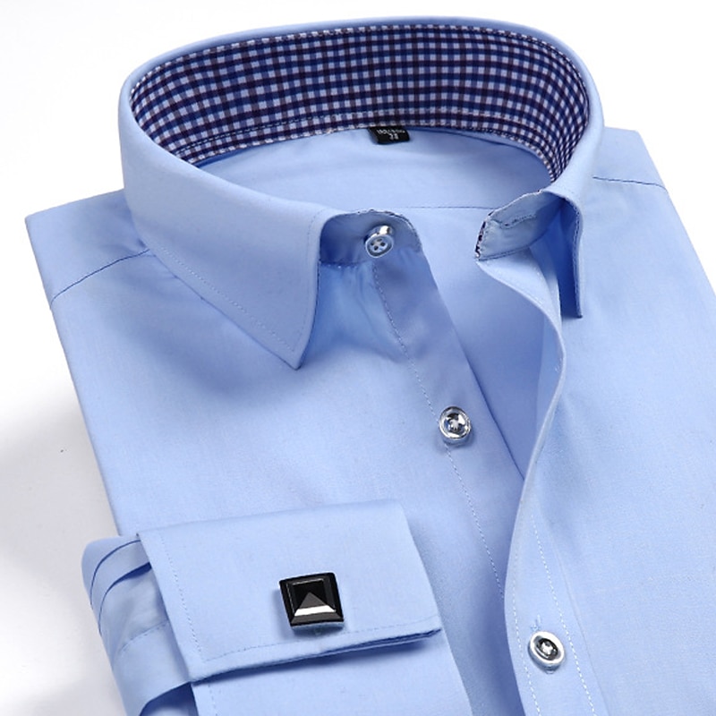 Men's Shirt Dress Shirt Plain Office & Career Wedding Party Black White Yellow Sky Blue Long Sleeve Lapel Spring &  Fall Clothing Apparel 2026 - $26.99 –P7