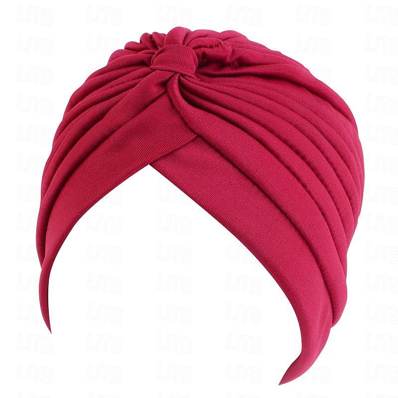 Sombreros turbantes suaves con nudo preanudado moda plisada gorro de quimioterapia diadema para dormir de color sólido naranja para mujeres Día de Reyes casual diario 2025 - $13.99 –P10