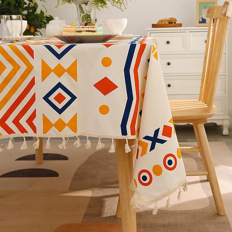 Bohemian geometric pattern tablecloth cotton and linen waterproof wash free tablecloth spring outing camping picnic mat cover cloth 2025 - $14.99 –P2