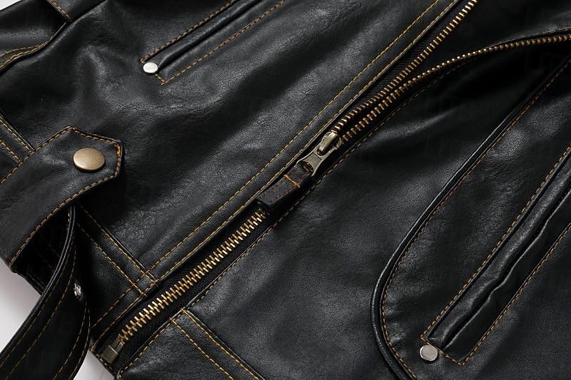 Herren Kunstlederjacke Bikerjacke Vintage Lederjacke Straße Motorrad Thermowarm Tasche Frühling & Herbst Einfarbig Streetwear Lässig Umlegekragen Regulär Kunstleder Schwarz Braun Jacken 2026 - $91.99 –P16