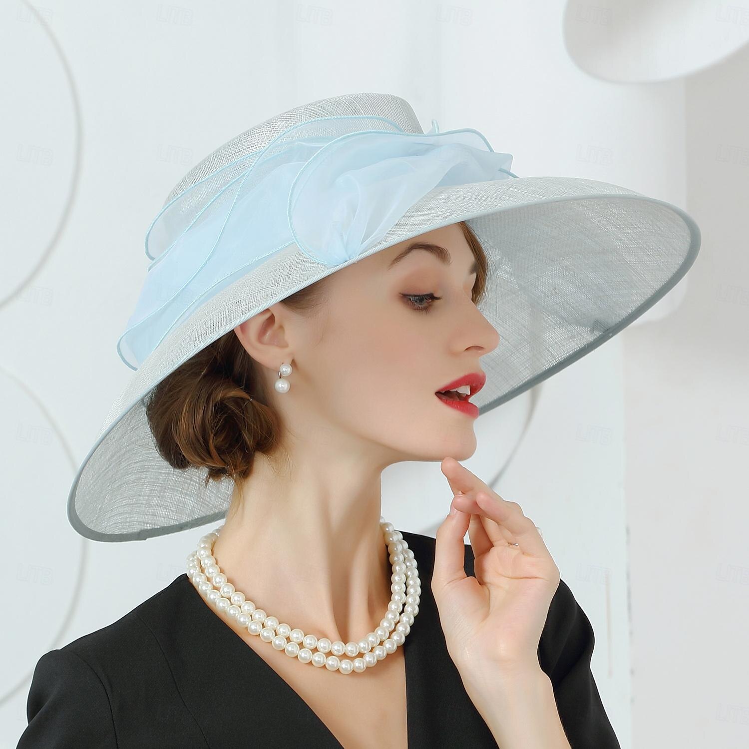 klobouky lněný buřinka / cloche klobouk kbelík klobouk klobouk proti slunci svatební čajový dýchánek elegantní svatba se spojováním pokrývky hlavy 2025 - $99.99 –P11