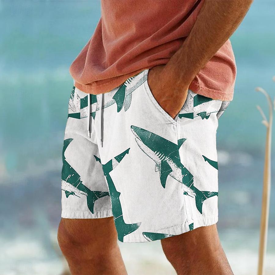 Miesten Hai meren elämää Uimashortsit Surffishortsit Uimahousut Keskivyötärö Loma Havaijilainen Lomakeskuksen tyyli Loma Pyhäpäivä Hiekkaranta Kurenauha verkkovuorella Joustava vyötärö Suunnittelija 2025 - $19.99 –P3