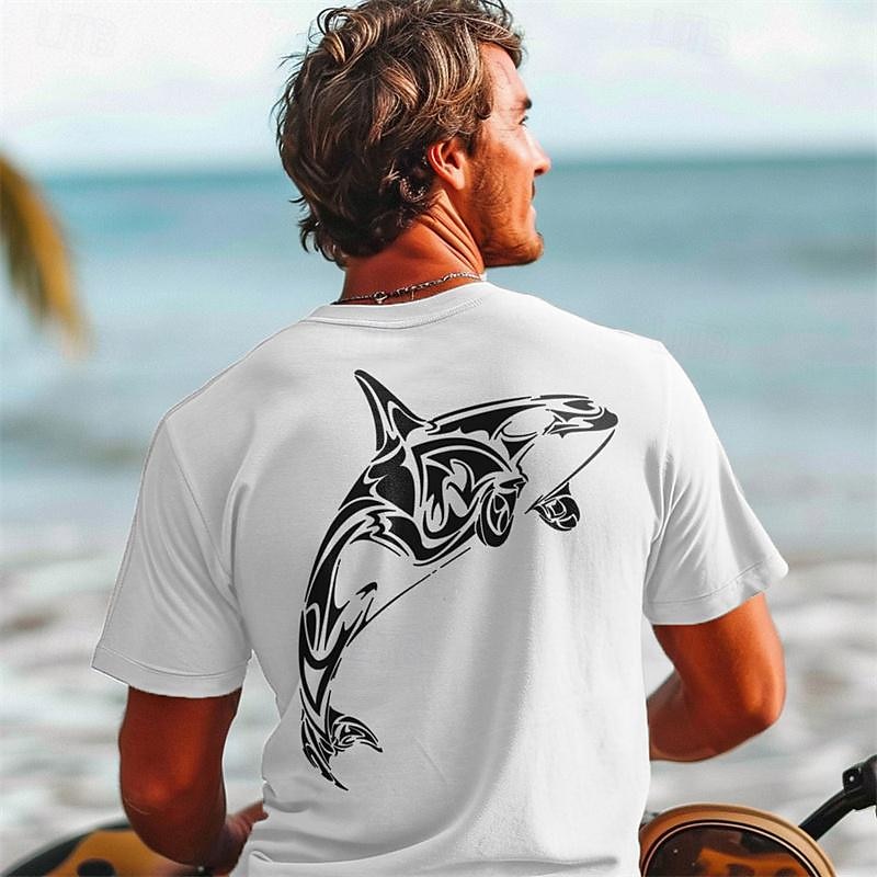 Homme Graphic Animal Requin T shirt Manche Courte T-shirt 3D effet Col Ras du Cou Chemise du quotidien Hawaïen Style complexe Sport extérieur Vacances Sortie Blanche Vert Claire Rose Claire Printemps de 2025 ? $17.99 –P1