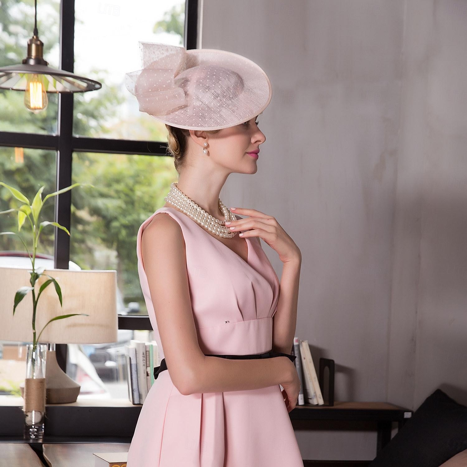 hatter sinamay tallerken lue topp hatt sinamay hatt bryllup teselskap elegant bryllup med bowknot hodeplagg hodeplagg 2026 - $45.99 –P10