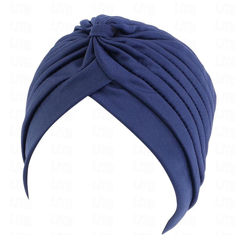 Sombreros turbantes suaves con nudo preanudado moda plisada gorro de quimioterapia diadema para dormir de color sólido naranja para mujeres Día de Reyes casual diario 2025 - $13.99 –P17