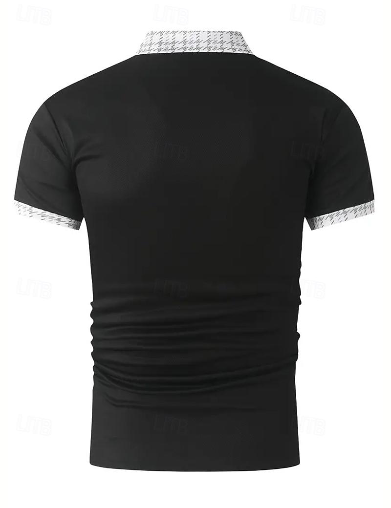 Férfi POLO trikó Button Up Polos Hétköznapi Sport Hajtóka Rövid ujjú Divat Alap Színes Tyúklábminta Kollázs Zseb Nyár Normál Fekete Fehér Tengerészkék Medence Khakizöld POLO trikó 2025 - $17.99 –P6