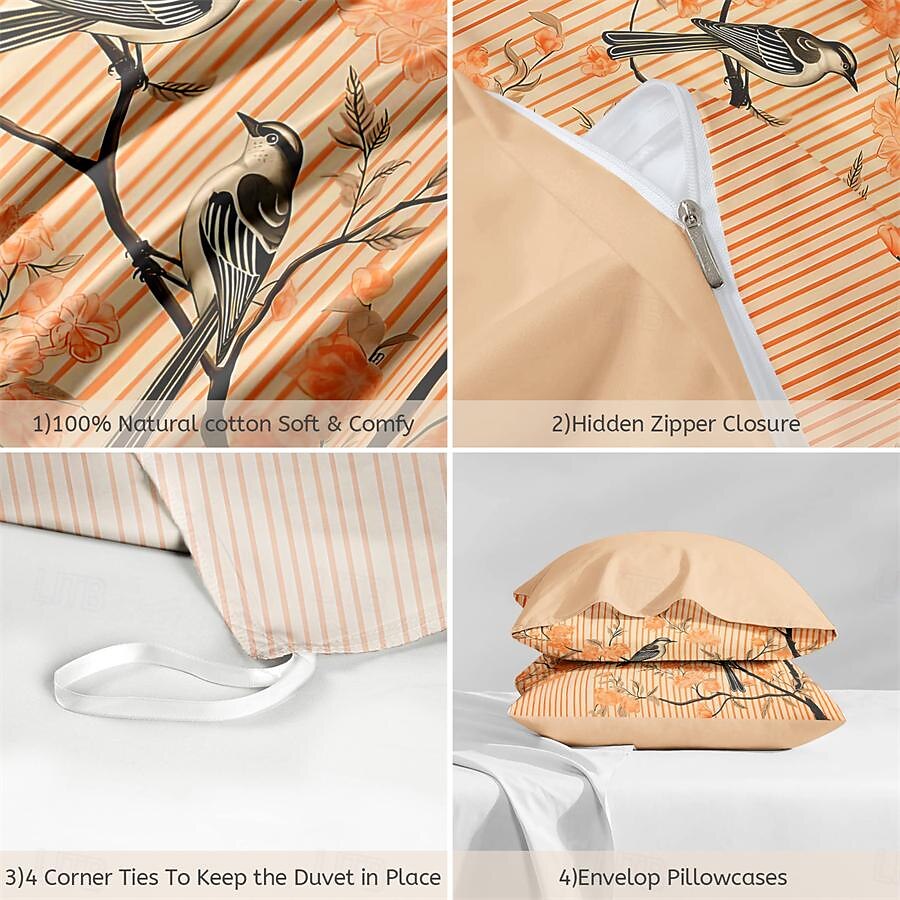 Parure de lit réversible 100 % satin de coton l.t.home de qualité supérieure, 300 fils au pouce carré, motif floral, taille Queen et King de 2025 ? $121.99 –P2