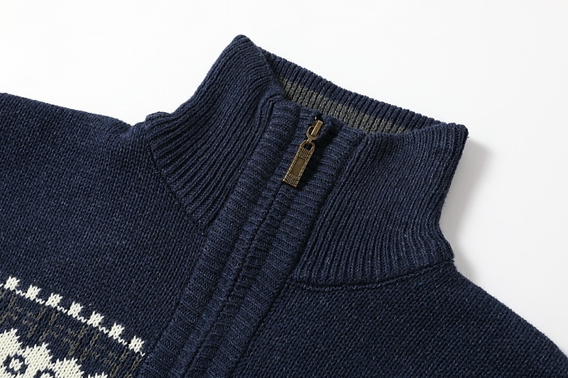 Men's Sweater Cardigan Sweater Zip Sweater Ribbed Knit Print Knitted Color Block Standing Collar Stylish Warm Ups Work Going out Clothing Apparel Winter Green Dark Blue M L XL 2026 - $51.99 –P3