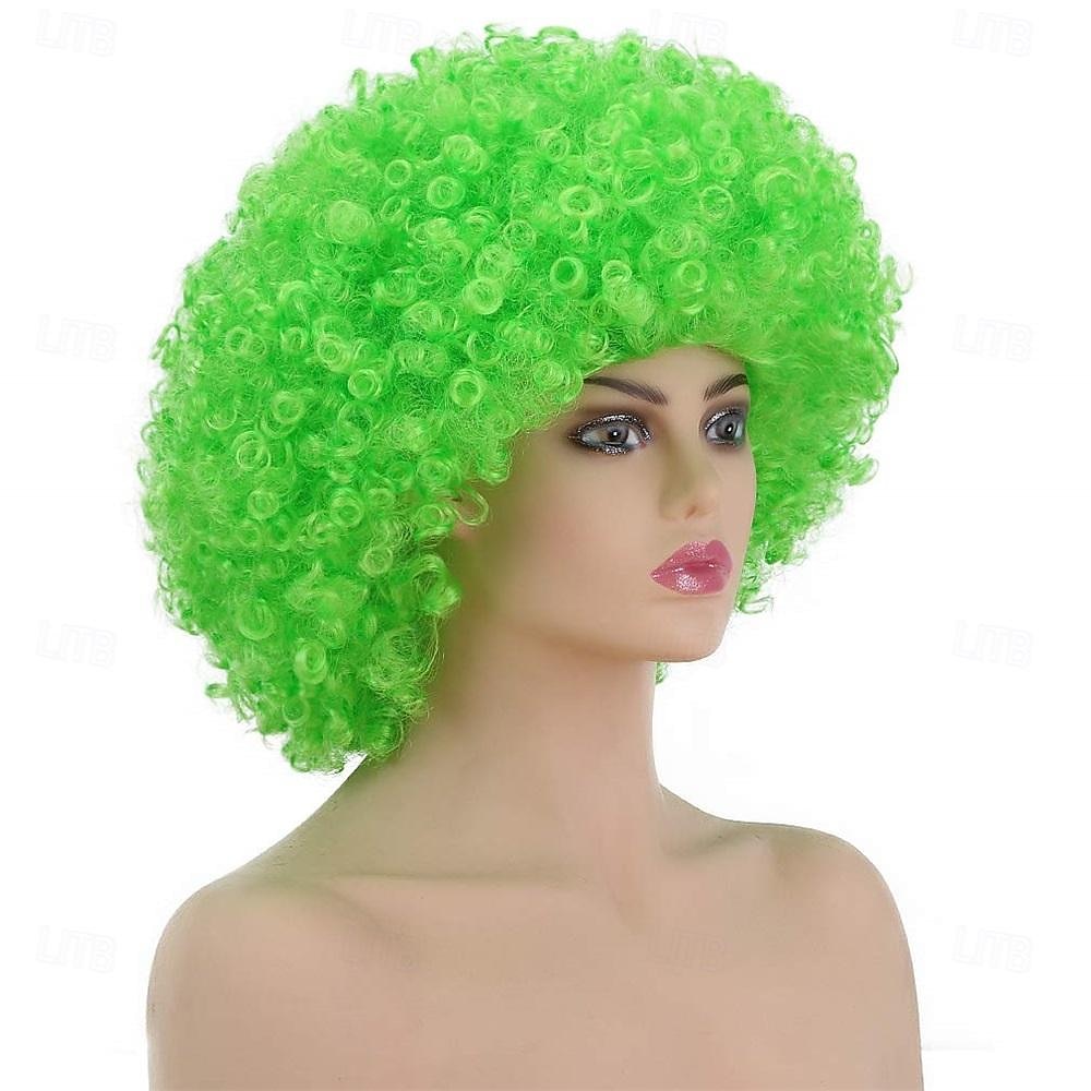 rövid, göndör, göndör afro paróka nőknek 70-es évek szintetikus hőálló parókák vicces party cosplay haj St. Patrick napi parókák 2025 - $21.99 –P9