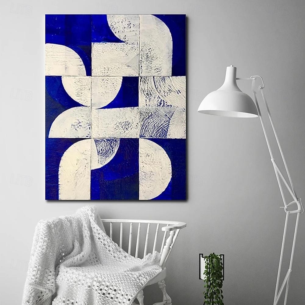 pintura al óleo azul pintada a mano lienzo puro pintado a mano colores baratos pintura arte de la pared pinturas al óleo abstractas imágenes de decoración de pared de hotel moderno pinturas de arte 2025 - $94.99 –P3