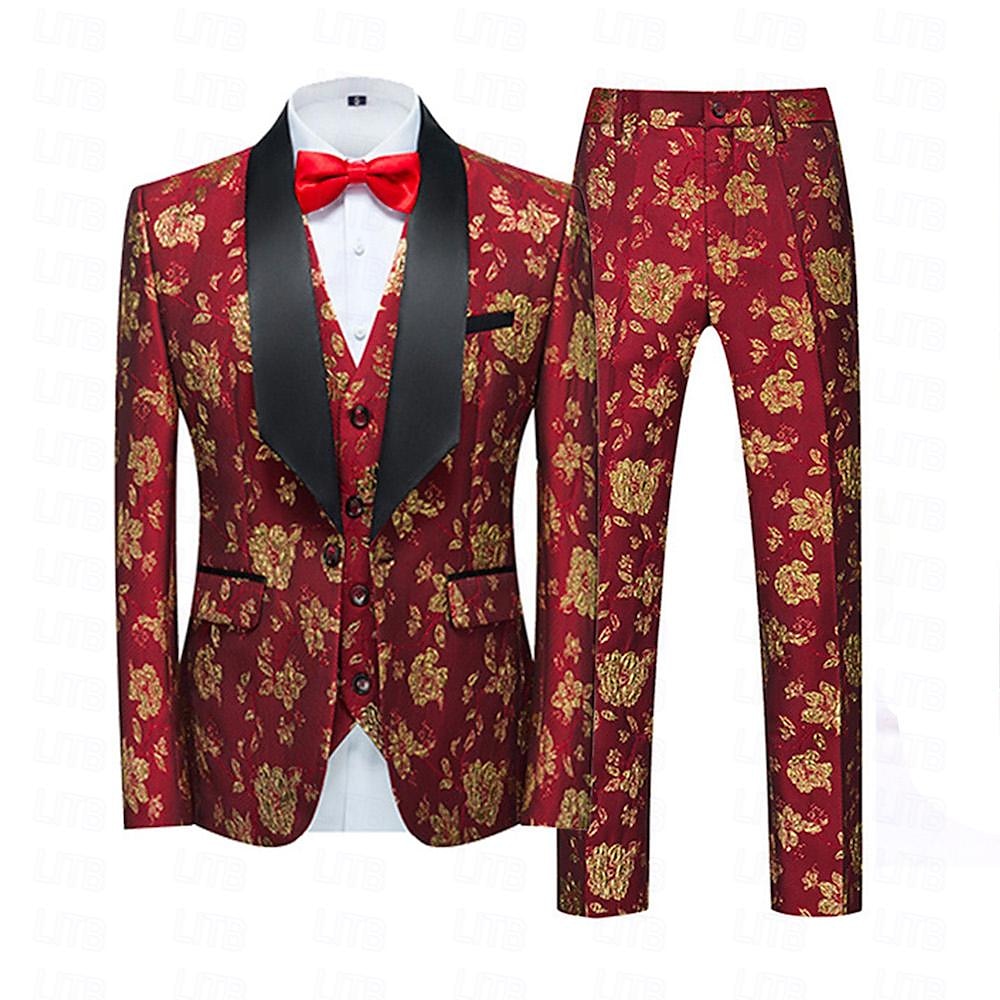 Retro / vintage Rokoko Barok Garnitury i Marynarki Pan Świadek Męskie Bal maskowy Ślub Gość weselny Impreza / Wieczór Dla dorosłych Płaszcz Spodnie 2025 - $141.99 –P3