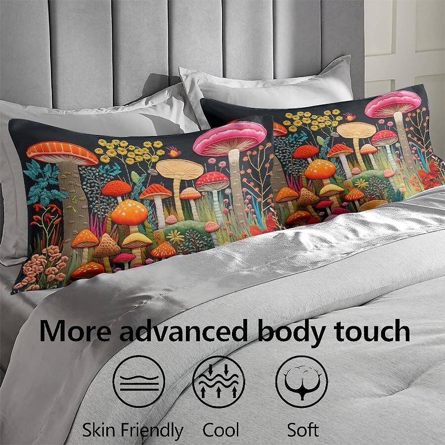 Juego de 2 fundas de almohada tamaño queen con diseño de setas, funda de edredón estampada, funda de almohada suave y transpirable, funda de almohada decorativa (20 x 30 pulgadas) 2025 - $22.99 –P2