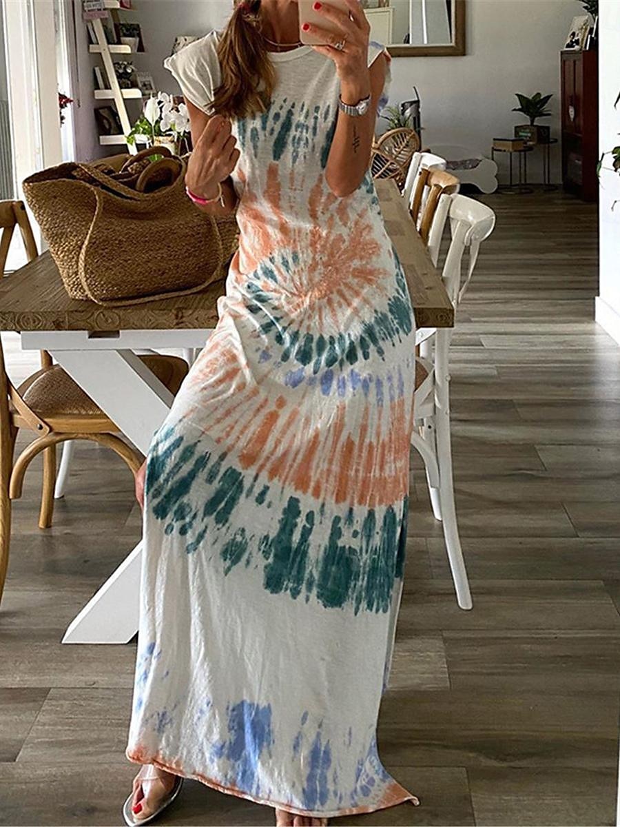 Női Hosszú ruha Maxi ruha hétköznapi ruha Boho elegáns ruhák Boho ruha Csehország Utcai sikk Vakáció Utca Szabadság Normál Batikolt Ujjatlan Terített nyak Fehér Nyár 2025 - $25.99 –P1