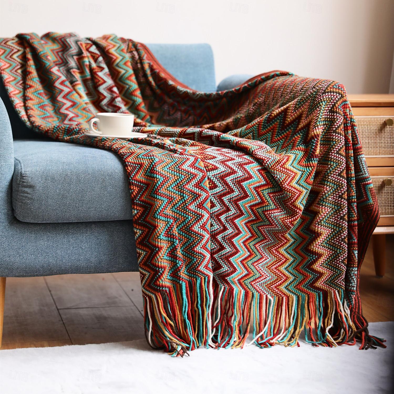boho säng rutig filt geometri aztec baja filtar etnisk sofföverdrag underöverdrag dekor vägghängande gobeläng matta cobertor 2025 - $29.99 –P2