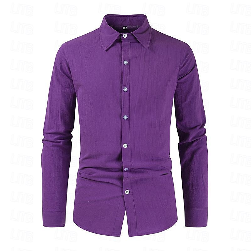 Per uomo Camicia Camicia di lino Camicia Estiva Camicia da Spiaggia Semplice Vacanza Camicia hawaiana Nero Rosa Blu marino Viola Manica Lunga Bavero Primavera & Autunno Abbigliamento Bottonato del 2025 a $25.99 –P1