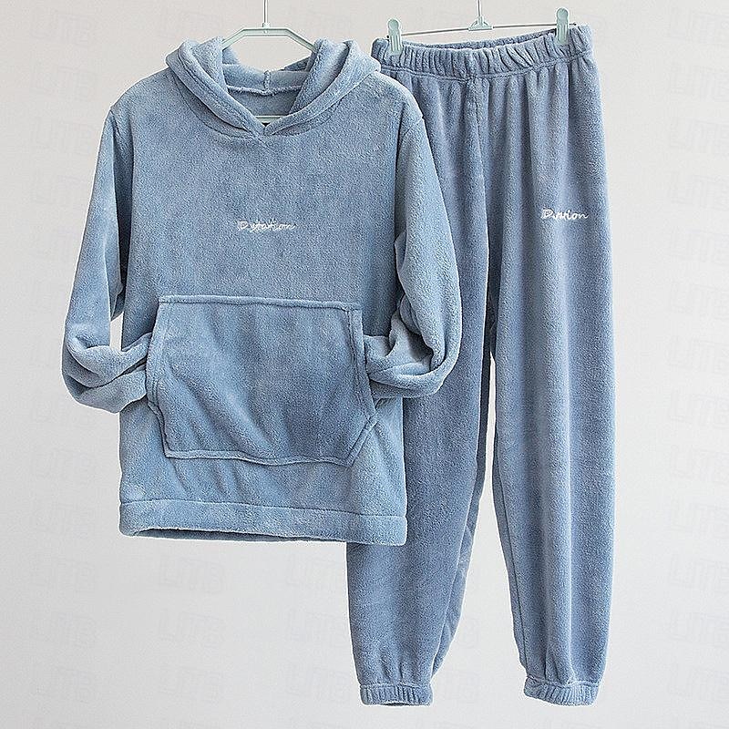 Damen Basic Trainingsanzug Hosen-Sets Pullover Pyjamas Langarm Mit Kapuze Feste Farbe Valentinstag Casual Schwarz Blau Kamel Herbst Winter Regular Fit 2025 - $21.99 –P1