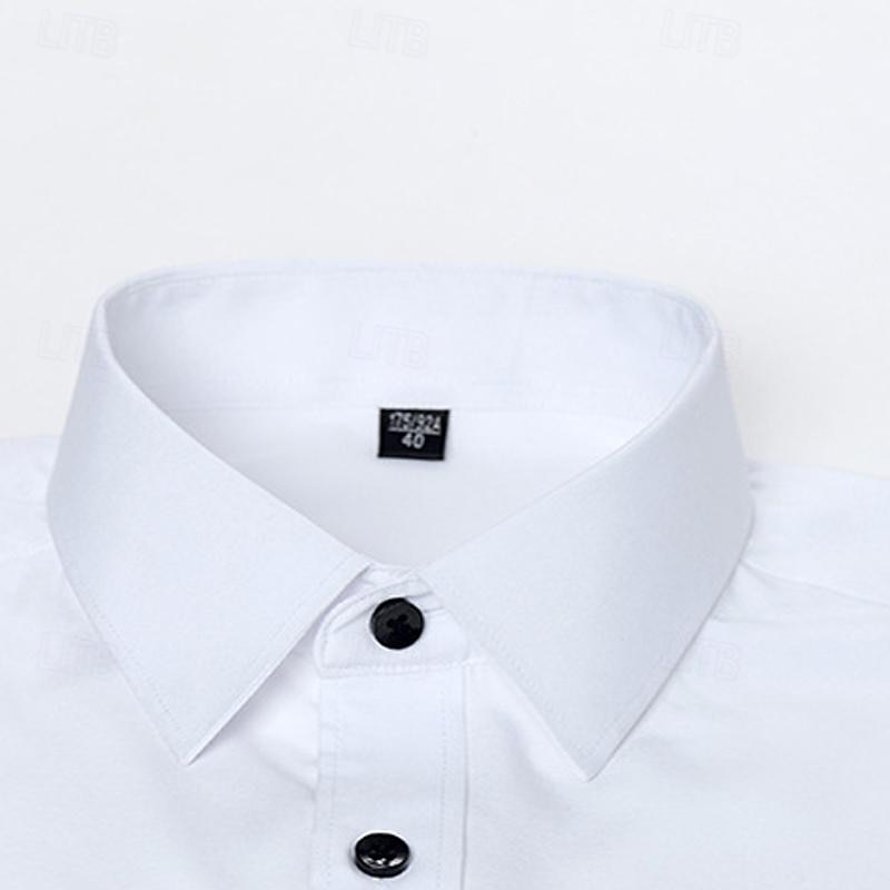 Voor heren Overhemd Overhemd met knopen Zwart Wit Wijn Lange mouw Effen Revers Lente & Herfst Bruiloft Feest Kleding 2025 - $24.99 –P10