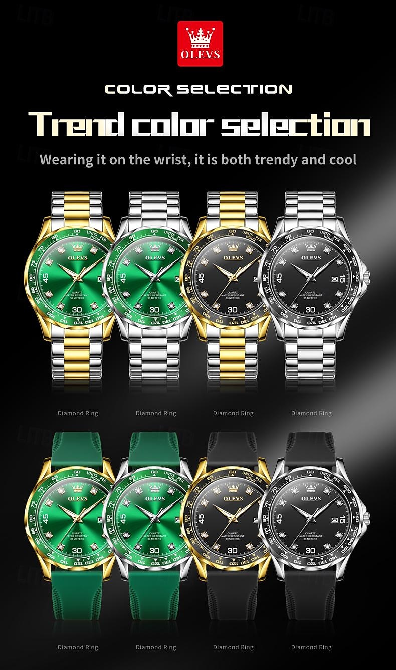 OLEVS Men Quartz Watch Minimalist Fashion Casual Wristwatch Luminous Calendar Waterproof Steel Watch 2026 - $34.99 –P7
