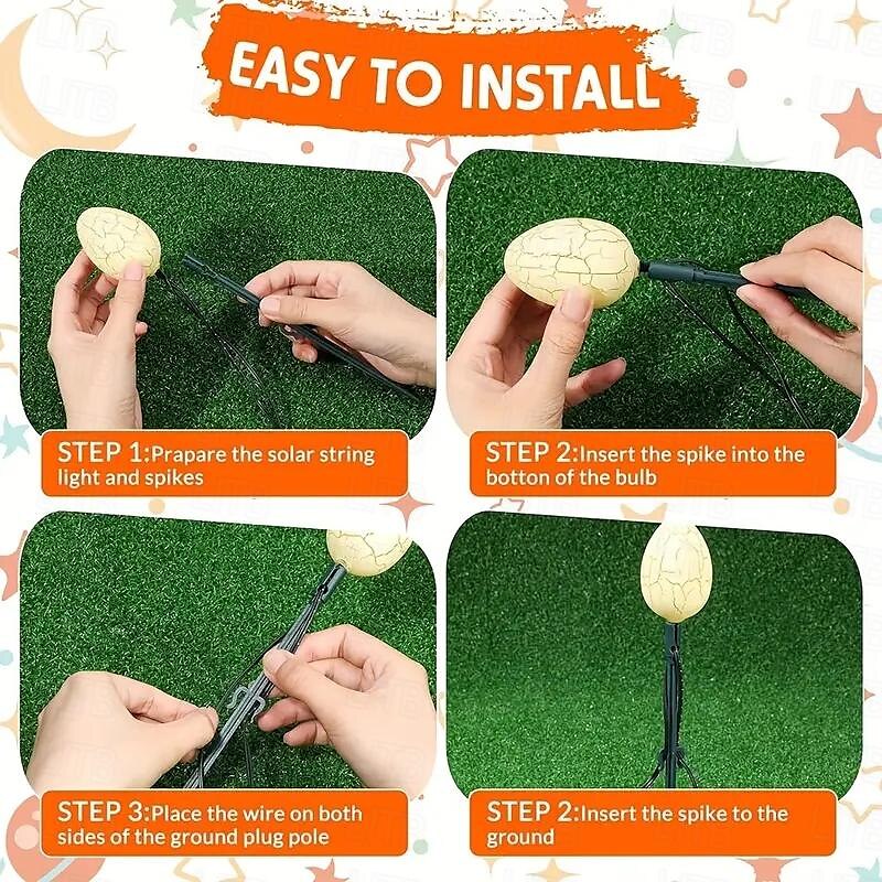 Solar Easter Egg String Lights With Stakes Easter Colorful Lights Decor 5m 20LED Easter Egg Lights 8 Modes Outdoor Lights Waterproof For Walkway Garden Yard Lawn Decoration 2025 - $70.99 –P6