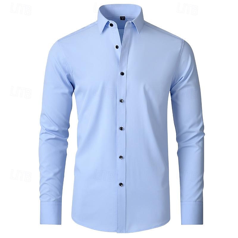 Voor heren Overhemd Overhemd met knopen Zwart Wit Wijn Lange mouw Effen Revers Lente & Herfst Bruiloft Feest Kleding 2025 - $24.99 –P8