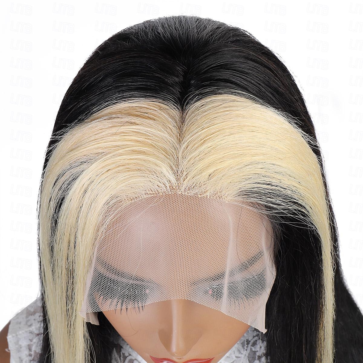 Parrucca frontale in pizzo colorato 13x4 1b/613 con parte libera, capelli brasiliani ondulati, densità 150% per donne nere, 10-28 pollici del 2025 a $182.99 –P7
