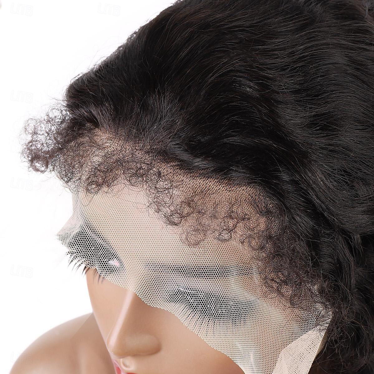 13x4 lace front pruik van echt haar, 4c-krullend golvend natuurlijk haar, 150% dichtheid met 4c babyhaar 2025 - $314.69 –P4