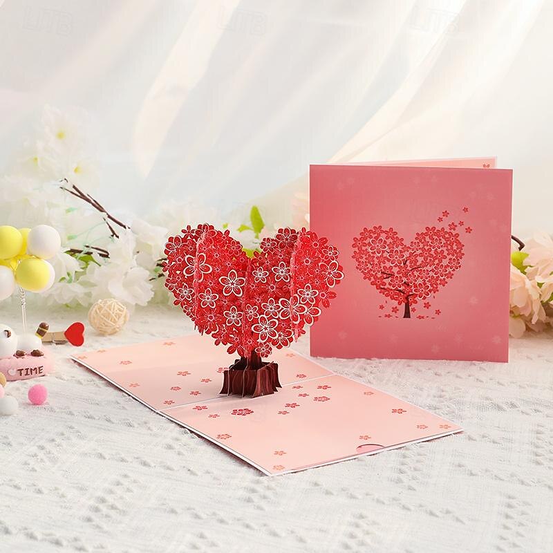 3D vyskakovací přání ke dni svatého Valentýna, design stromu s třešňovým květem, papírové vyřezávané přání ke Dni matek, požehnání a děkovné zprávy 2025 - $7.99 –P1
