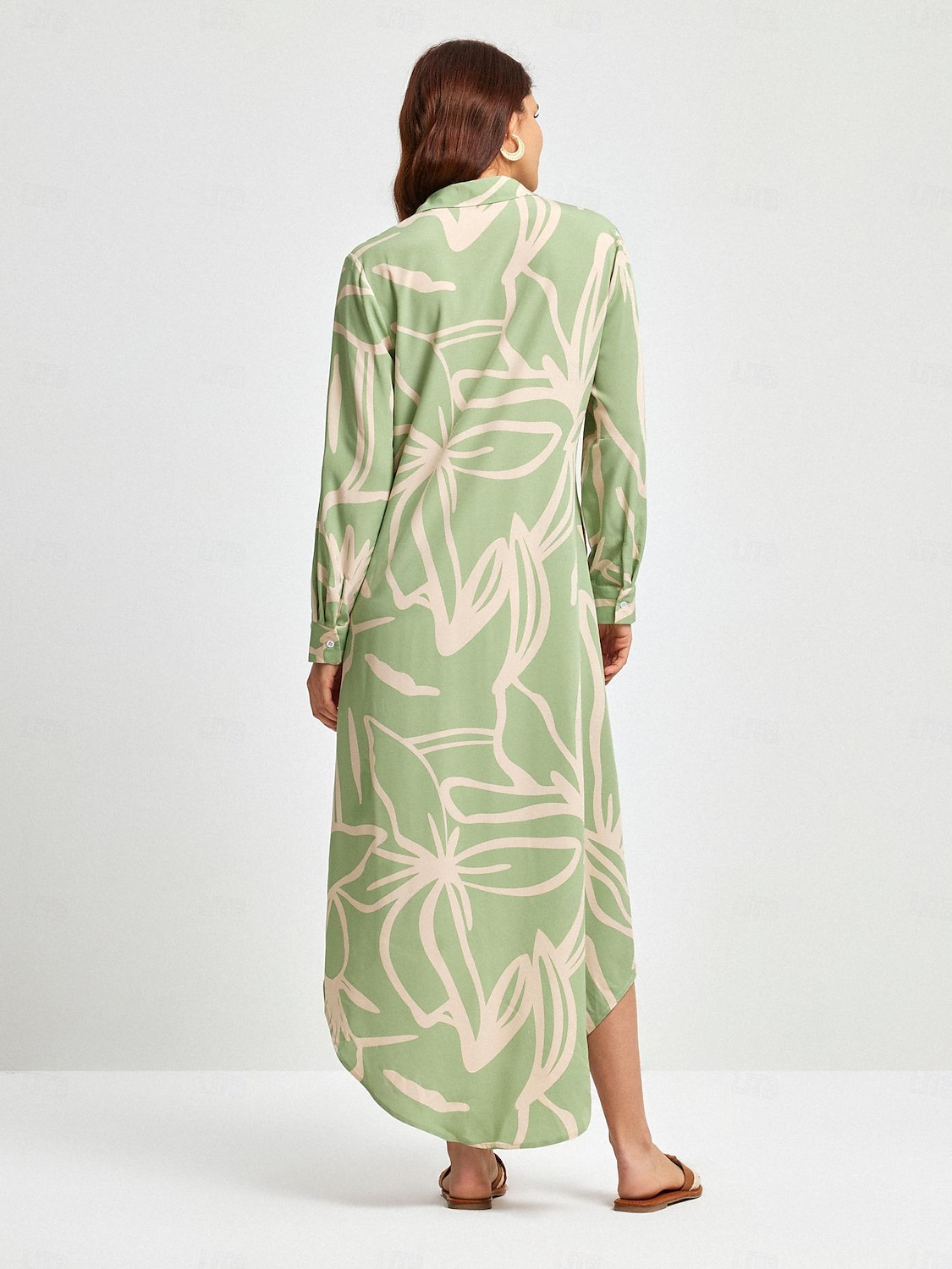 vestido camisa floral simples com lantejoulas de 2025 por $5.59 –P7