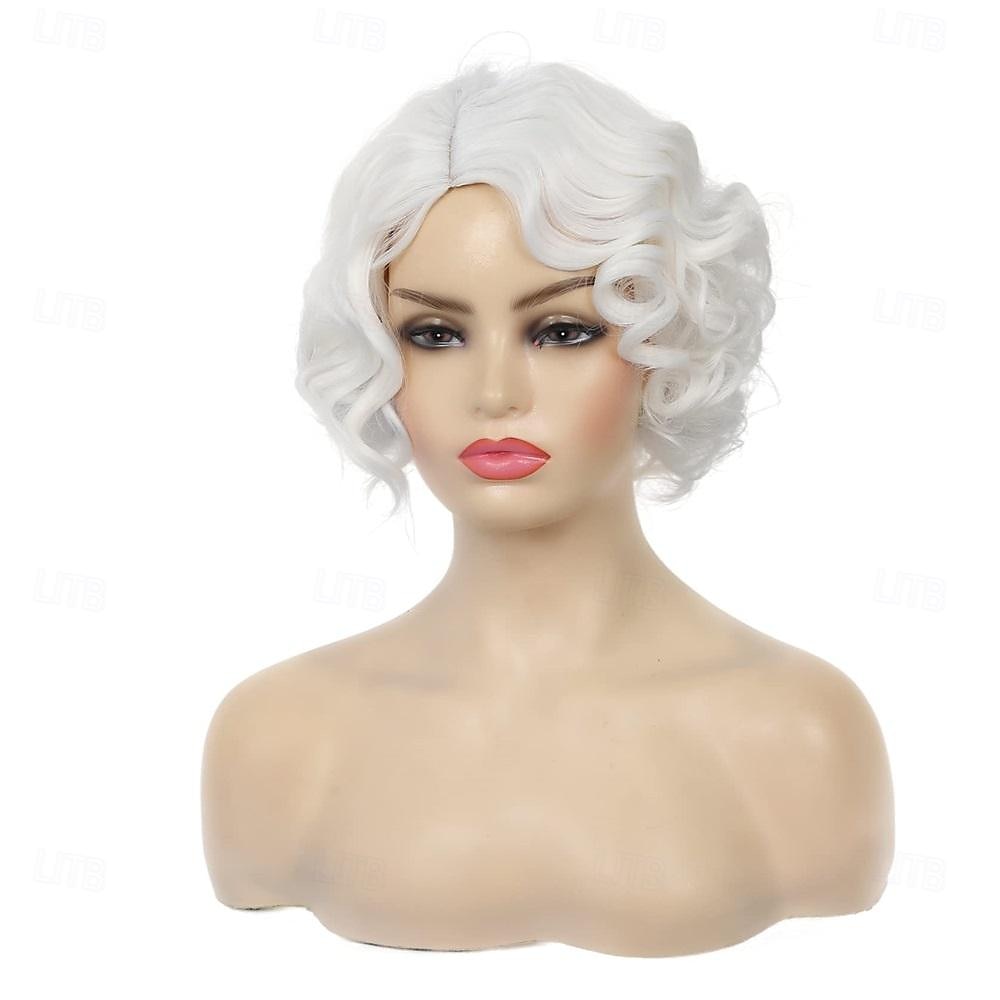 Kort rosa lockig peruk för kvinnor 1920-talets finger-våg hårperuk mjuk syntetisk värmeresistent cosplay kostym festperuk Halloween peruker 2025 - $18.49 –P6