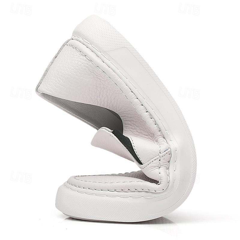 sneakers slip-on da uomo in pelle nera con suola bianca ammortizzata e design minimalista, mocassini casual per lavoro, viaggio e uso quotidiano del 2026 a $69.99 –P2